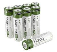 Hixon Lithium 1.5 V AA Battery, Rechargeable USB-C AA Battery, 3000 mWh 1.5 V AA Li-Ion Battery, 8 Pieces Lithium USB-C AA Batteries
