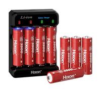Hixon Rechargeable AA Batteries 8 Count1.5V 3500mWh AA Rechargeable Lithium-ion Battery & 2H Voice Battery Charger,Long Lasting for Gaming ControllersToys Microphones Lock,etc.