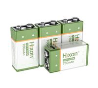 Hixon USB Rechargeable 9V Batteries,6840mWh 9v rechargeable battery with 4 in 1 USB Charging Cable,6F22 9v battery for smoke alarm, Metal Detectors,Toys (Pack of 4)