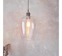 hixson small clear glass ceiling pendant light in bright nickel