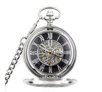 hixswnu Antique Skeleton Mechanical Pocket Watch for Men, Steampunk Hand-Winding Fob Clock Pendant, Vintage Style Timepiece