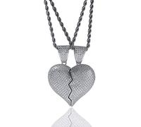hixswnu Iced Out Heartbreak Pendant with 18K Gold Plated Chain - Bling CZ Simulated Diamond Hip Hop Necklace for Men and Women