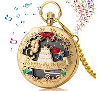 hixswnu Unique Musical Pocket Watch Necklace for Men - Vintage Pendant Watch for Dad's Birthday