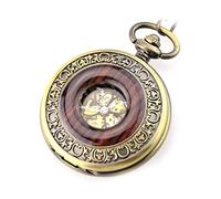 hixswnu Vintage Bronze Mechanical Pocket Watch with Chain - Steam Skeleton Design, Classic Father's Day Gift for Men