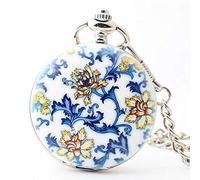 hixswnu Vintage Roman Mechanical Pocket Watch with Porcelain Design - Unisex Retro Brooches