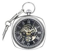 hixswnu Vintage Skeleton Mechanical Pocket Watch with Chain - Creative Desktop Ornament for Christmas, Graduation, Birthday, and Father's Day Gifts