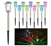 hixyer Christmas Solar Lights Color Changing 10 Pack, Upgraded Solar Pathway Lights Outdoor Waterproof Up to 12 Hours RGB LED Landscape Lighting Decorative for Garden Ground Patio Lawn Yard Walkway