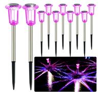hixyer Christmas Solar Pathway Lights Outdoor 10 Pack, Upgraded Solar Lights Up to 12 Hours LED Landscape Lighting Waterproof Decorative for Garden Ground Lawn Yard Walkway Purple