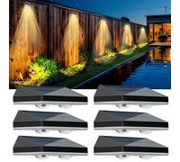 hixyer Solar Fence Lights Outdoor Garden, 8 Modes Solar Wall Lights Warm White & RGB Colors Waterproof Solar Lights for Outside, Backyard, Patio, Deck, Stair, Step, Railing (6 Pack)