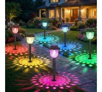 hixyer Solar Garden Lights 6 Pack, Warm White & Colour Changing