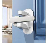 HIYAA 2 Pack Door Handle Locks - Child-Proof & Pet-Proof, Baby Door Safety Set - Heavy-Duty 3M Adhesive Tape, No Tools Required, White