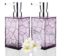 HIYAA 2 Pack Soap Dispenser 12Oz Acrylic Liquid Lotion Hand Dispensers with Pump Reusable for Bathroom, Countertop, Kitchen, Laundry Room - Purple
