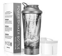 HIYAA Electric Protein Shaker Bottle, 16 oz Rechargeable Vortex Portable Electric Mixer with Powder Storage Box, BPA Free, Shaker Cups for Protein Shakes and Meal Replacement Shakes, Grey