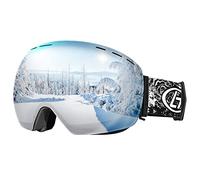 HIYAA Ski Goggles Anti Fog UV400 Protection Double Layer Spherical Anti-Glare Lenses Snow Snowboard Skiing Goggles for Men Women Youth - Silvery, One Size