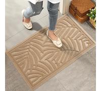HIYARD Front Door Mat, Absorbent Resist Dirt Welcome Door Mat Indoor Outdoor, Waterproof Doormat, Durable Non Slip Backing, Fade Resistant, Low Profile Entry Mat for Entryway, 29×17, Beige