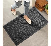 HIYARD Front Door Mat, Absorbent Resist Dirt Welcome Door Mat Indoor Outdoor, Waterproof Doormat, Durable Non Slip Backing, Fade Resistant, Low Profile Entry Mat for Entryway, 29×17, Grey