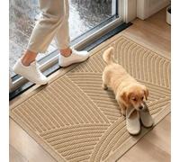 HIYARD Sturdy Front Door Mat, Absorbent Muddy Dirt Resist Welcome Door Mats Outdoor Indoor, Fade Resistant, Non-Slip Backing Entry Mat Low Profile Doormat for Entryway, 36×24, Beige