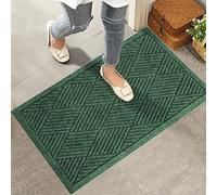 HIYARD Sturdy Front Door Mat, Absorbent Muddy Dirt Resist Welcome Door Mats Outdoor Indoor, Stain and Fade Resistant, Non-Slip Rubber Backing Low Profile Doormat for Entryway, 30×17, Green