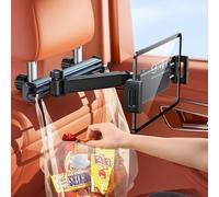 HIYJEN Extension Arm Tablet Holder for Car Headrest, Adjustable iPad Holder for Car Backseat Rear Facing for Kids Baby, Car Mount Fit for 4.7"-13" Cell Phone iPad Mini Air Pro 12.9 Switch Fire, Sliver