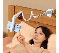 HIYJEN Gooseneck Phone Holder for Bed Laying Down with Clamp, Flexible Arm Overhead Phone Mount for Desk Bedside, Cell Phone Stand Adjustable Fit for iPhone 16 Promax, 15 Pro, 14 Plus, 13 & 4-7" Phone