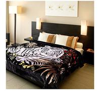 Hiyoko 5.3 lbs White Tiger Blanket Queen Size Heavy Thick Warm for Family and Friends - Korean Mink Blanket (75" x 90"), San Marcos Mexican Blankets