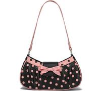 HIYOLALA Women's Y2k Mini Purse Unique Small Shoulder Bag with Pink Bow and Polka Dots, Pink & Black, Small