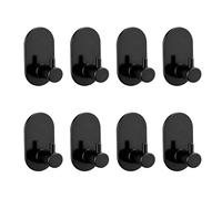 Hiyouer 8 Pcs Self Adhesive Hooks, Heavy Duty Adhesive Towel Wall Shower Hook for Bathroom, Kitchen, Home, Stick on Coat Hangers, Black