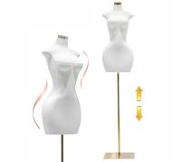 HIYOUGO Plumpy Female Mannequin Torso, 3/4 Body Dress Form Display with Metal Square Base, Sexy Manikin Torso Stand for Clothing Store Tailor Shop Design Office, Height Adjustable 61-76.8in
