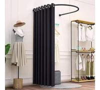 HIYOUGO Portable Dressing Room, U-Shaped Changing Room with Privacy Screen, Black, Size: 80x85x200cm