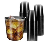 HIYOUNG Black Plastic Cups 12oz [40 Pack] Disposable Clear Crystal Plastic Cup Wine Glasses Juice Cold Beverages Classic Drinking Cups for Holiday Meeting Birthdays Cocktail Party