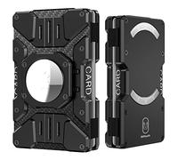 HiYouth Minimalist Metal Wallet For Men, Slim Aluminum Airtag Wallet Card Holder, Cool Magnetic MagSafe Wallet Stand Foldable, Jet black, 3.38*2.21*0.47inch, Wallet With Airtag Holder , Smart