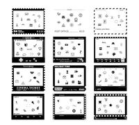 HIYQIN 12PCS Photo Border Stickers Compatible with Fujifilm Instax Wide Film, Pictures Decorative Stickers for Instax Wide 400/300/210/EVO Instant Camera Film - Retro Series