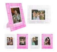 HIYQIN 2x3 Mini Photo Frame - 6 Pack Mini Plastic Photo Frame Compatible with Fujifilm Instax/Polaroid 2 x 3 Film - Fuji Instax Film Frame - Clear+Pink