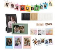HIYQIN 2x3 Mini Picture Frames Accessories Kit for 3” Instax Film, for Fujiiflm Mini Photo Display, Magnetic Photo Holder, Funny Border Stickers, and Hanging Paper Frames - Colorful