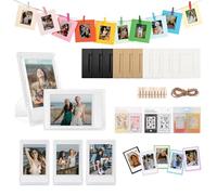 HIYQIN 2x3 Mini Picture Frames Accessories Kit for 3” Instax Mini Film, for Fujiiflm Instax Mini Photo Frames, Magnetic Frames, Funny Border Stickers, and Hanging Paper Frames - Frosted Clear