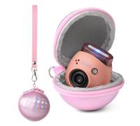 HIYQIN Adorable Hard EVA Case Compatible with Fujifilm Instax Pal, Instax Pal Mini Camera Case with Wrist Band - Round Pink