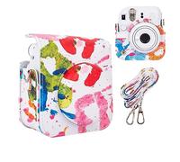 HIYQIN Amazing Color Case Compatible with Fujifilm Instax Mini 12 Instant Camera, Polaroid Camera Instax Mini 12 Aesthetic Case with Shoulder Strap- Palmprint