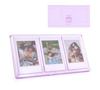 HIYQIN Collage Picture Frame with Three 2x3 Inch Openings - 3 IN 1 Mini Photo Frame - Desktop Clear Picture Frame Compatible with 2x3 Fujifilm/Instax Film - Purple