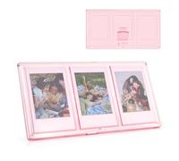 HIYQIN Collage Picture Frame with Three 2x3 Inch Openings - 3 IN 1 Mini Photo Frame - Desktop Clear Picture Frame Compatible with 2x3 Fujifilm/Instax Film - Rose