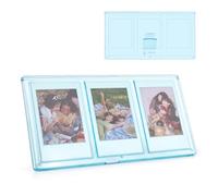 HIYQIN Collage Picture Frame with Three 2x3 Inch Openings - 3 IN 1 Mini Photo Frame - Desktop Clear Picture Frame Compatible with 2x3 Fujifilm/Instax Film - Blue