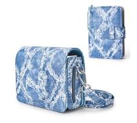 HIYQIN Denim Leather Case and Album Compatible with Fujifilm Instax Mini EVO, Upgraded Protective Carry Case for Instax Mini Evo - Mini Evo Protective Cover - Denim