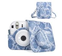 HIYQIN Fantastic Denim Style Case Compatible with Fujifilm Instax Mini 12 - Polaroid Mini 12 Protective Cover - Compact Instax Mini Bag - Denim Bleu