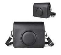 HIYQIN Fuji Mini EVO Case - Classic Leather Case Compatible with Fujifilm Instax Mini EVO - Instax EVO Protective Cover with Adjustable Shoulder Strap - Black