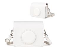 HIYQIN Fuji Mini EVO Case - Classic Leather Case Compatible with Fujifilm Instax Mini EVO - Instax EVO Protective Cover with Adjustable Shoulder Strap - White
