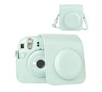 HIYQIN Instant Camera Case Compatible with Fujifilm Instax Mini 12, Polaroid Camera Mini 12 Protective Case with Photo Storage Pocket - Mint Green