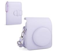 HIYQIN Instax Mini 13 Camera Case and Album, Elegant PU Leather Protective Cover for Fuji Instax Mini 13 Camera, Carrying Bag with Photo Pocket, Key-Chain Photo Album and Shoulder Strap - Purple