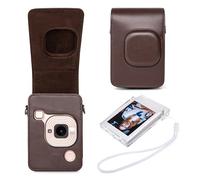 HIYQIN Leather Carry Case Compatible with Fujifilm Instax Mini LiPLAY, for Fujifilm Liplay Case with Clear Film Holder, for Instax Liplay Case and Accessories Bundle - Maple Brown