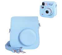 HIYQIN Mini SE Leather Case, Protective Case Compatible with Fujifilm Instax Mini SE/7+ Instant Camera, for Instax Mini SE Cover with Shoulder Strap - Sky Blue