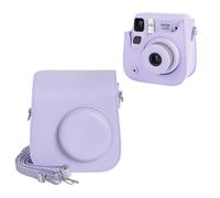 HIYQIN Mini SE Leather Case, Protective Case Compatible with Fujifilm Instax Mini SE/7+ Instant Camera, for Instax Mini SE Cover with Shoulder Strap - Lilac Purple