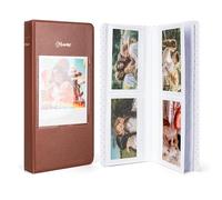 HIYQIN Photo Album Book for Instax Wide Film 3.5x4.25, 64 Pockets Photo Album with Photo Window fits for Fujifilm Instax Wide 400/300/210/200/Wide EVO/Polaroid 600 i-Type - Brown
